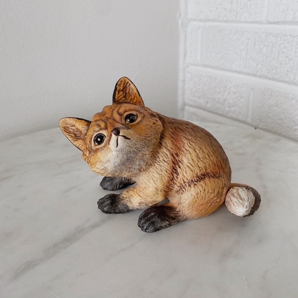 Vintage 1979 Ceramic Red Fox Figurine Mexico Collectible Animal Figure